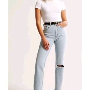 Abercrombie And Fitch Ultra High Rise Ankle Straight Jeans Distressed‎ 29/8short